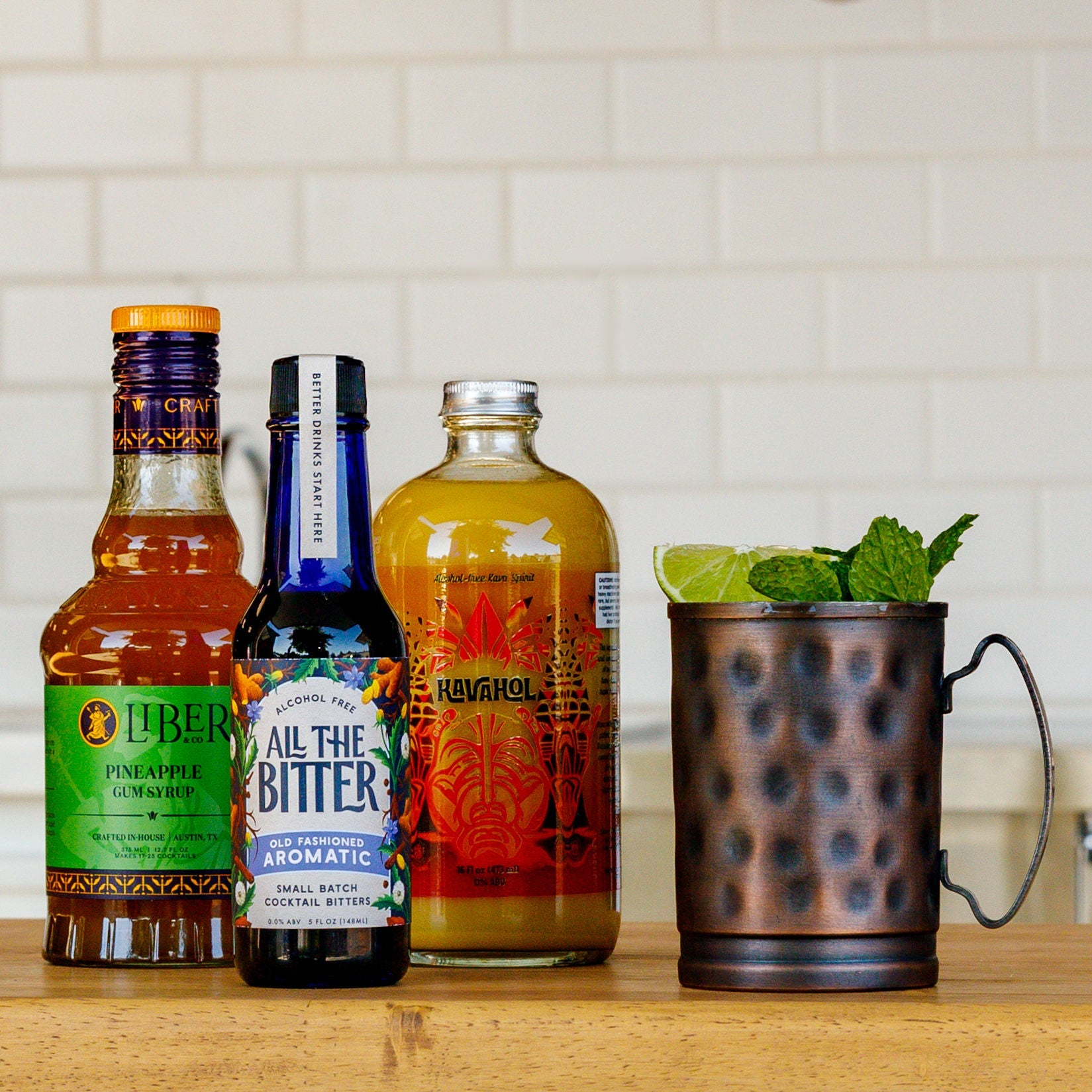 kava mule recipe featuring kavahol and all the bitter aromatic bitters